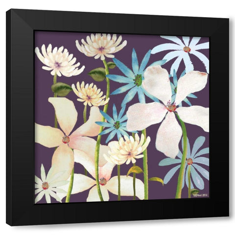 Blackberry Posies Black Modern Wood Framed Art Print with Double Matting by Rossi, Lorraine
