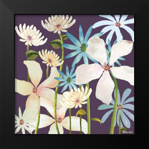 Blackberry Posies Black Modern Wood Framed Art Print by Rossi, Lorraine