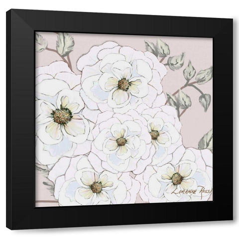 White Flowers on Nude 1 Black Modern Wood Framed Art Print by Rossi, Lorraine