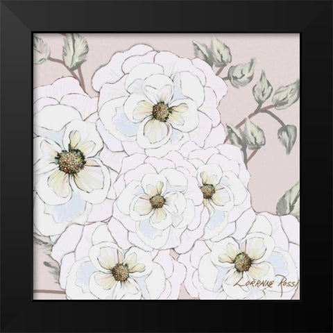 White Flowers on Nude 1 Black Modern Wood Framed Art Print by Rossi, Lorraine