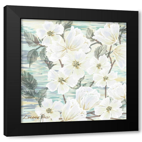 White Water Flowers 2 Black Modern Wood Framed Art Print by Rossi, Lorraine