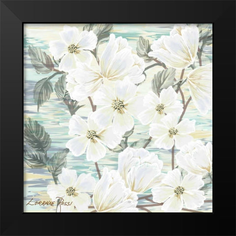 White Water Flowers 2 Black Modern Wood Framed Art Print by Rossi, Lorraine