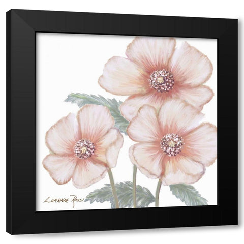 Pink Poppies 1 Black Modern Wood Framed Art Print with Double Matting by Rossi, Lorraine