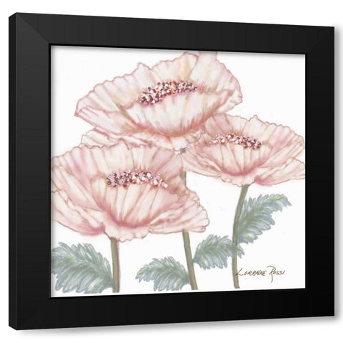 Pink Poppies 2 Black Modern Wood Framed Art Print with Double Matting by Rossi, Lorraine