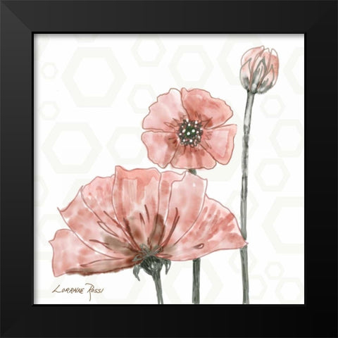Poppy Umbrella 1 Black Modern Wood Framed Art Print by Rossi, Lorraine