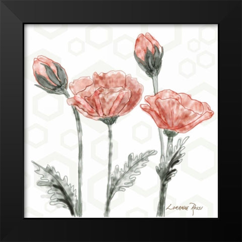 Poppy Umbrella Black Modern Wood Framed Art Print by Rossi, Lorraine