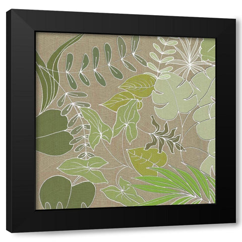 Linen Leaves 1 Black Modern Wood Framed Art Print by Rossi, Lorraine