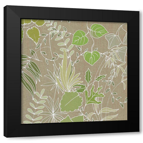Linen Leaves 2 Black Modern Wood Framed Art Print by Rossi, Lorraine