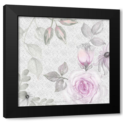 Blush Rose II Black Modern Wood Framed Art Print with Double Matting by Rossi, Lorraine