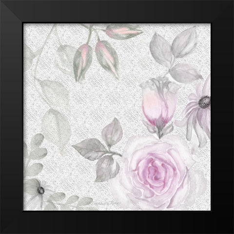 Blush Rose II Black Modern Wood Framed Art Print by Rossi, Lorraine