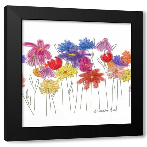Field of Flowers A Black Modern Wood Framed Art Print by Rossi, Lorraine