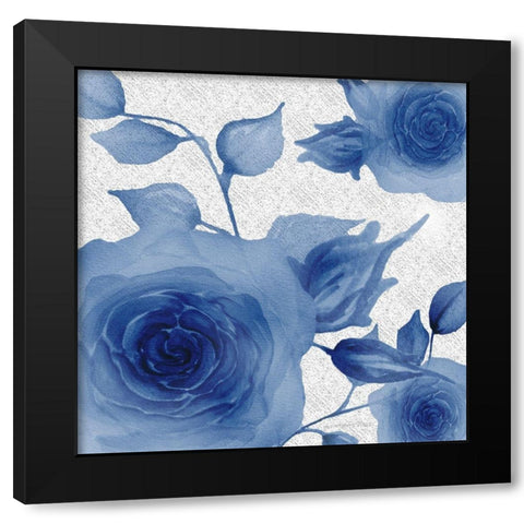 Blue Rose 1 Black Modern Wood Framed Art Print by Rossi, Lorraine