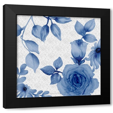 Blue Rose 2 Black Modern Wood Framed Art Print by Rossi, Lorraine