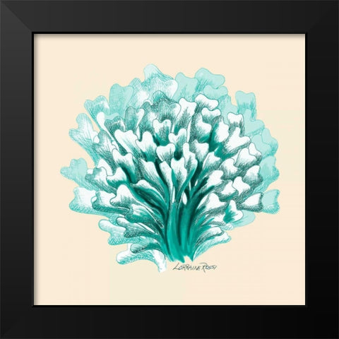 Teal Beige Coral Mate Black Modern Wood Framed Art Print by Rossi, Lorraine
