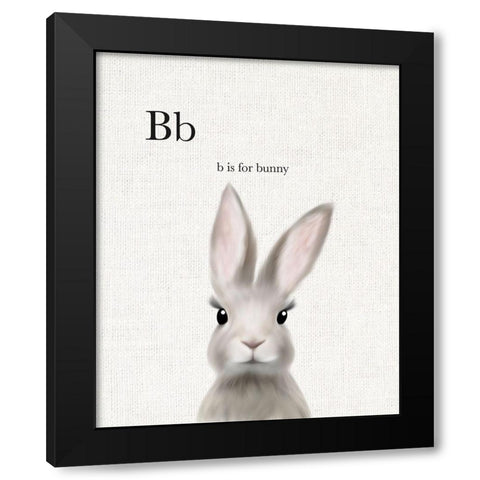 Woodland Bunny Linen Black Modern Wood Framed Art Print with Double Matting by Straatsma, Leah