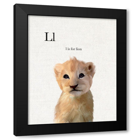 Baby Lion Linen Black Modern Wood Framed Art Print with Double Matting by Straatsma, Leah