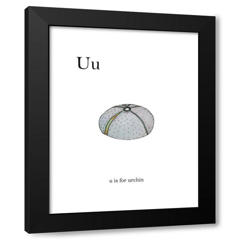 U is For Urchin Black Modern Wood Framed Art Print by Straatsma, Leah