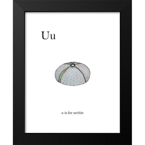 U is For Urchin Black Modern Wood Framed Art Print by Straatsma, Leah