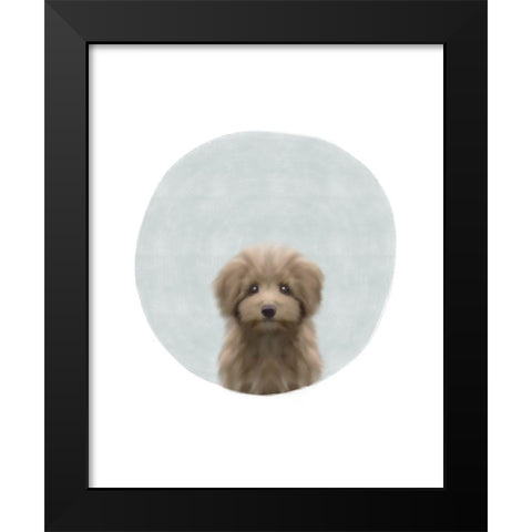 Baby Circle Puppy Black Modern Wood Framed Art Print by Straatsma, Leah