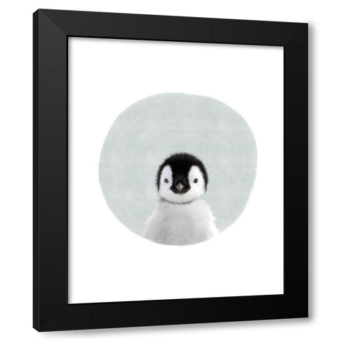 Baby Penguin Circle Black Modern Wood Framed Art Print with Double Matting by Straatsma, Leah
