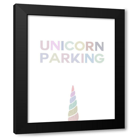 Unicorn Parking Black Modern Wood Framed Art Print by Straatsma, Leah