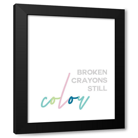 Broken Crayons Black Modern Wood Framed Art Print by Straatsma, Leah