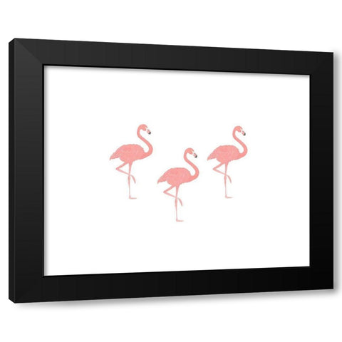 Flamingo Friends Black Modern Wood Framed Art Print by Straatsma, Leah