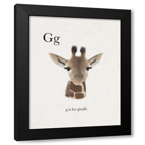 G is for Giraffe Black Modern Wood Framed Art Print by Straatsma, Leah