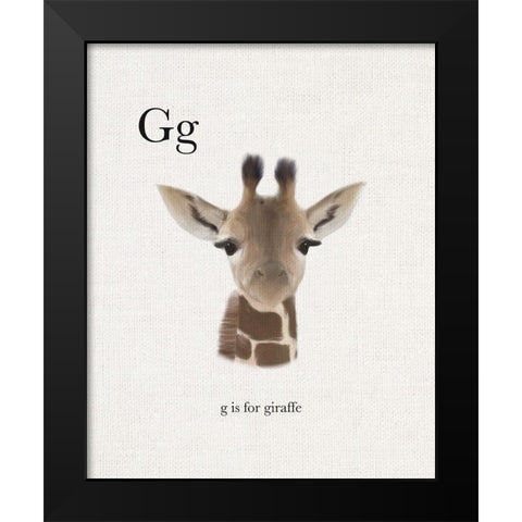 G is for Giraffe Black Modern Wood Framed Art Print by Straatsma, Leah