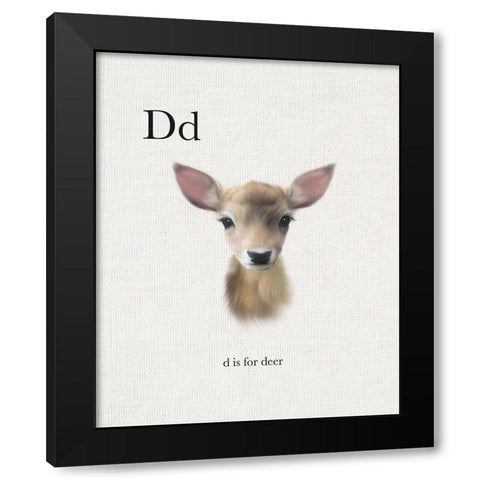 D is for Deer Black Modern Wood Framed Art Print by Straatsma, Leah
