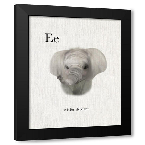 E is for Elephant Black Modern Wood Framed Art Print by Straatsma, Leah