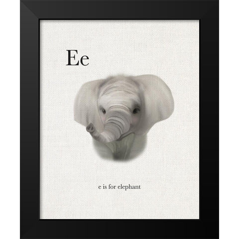 E is for Elephant Black Modern Wood Framed Art Print by Straatsma, Leah
