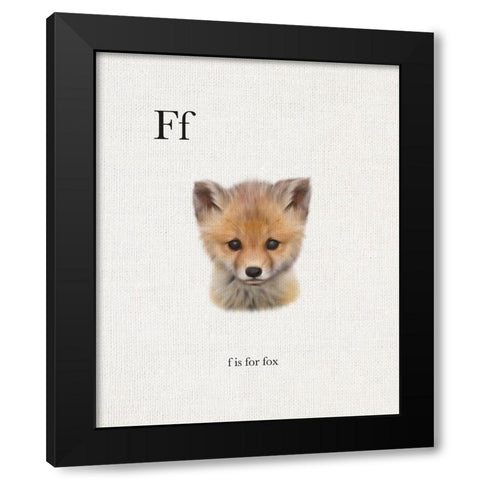 F is for Fox Black Modern Wood Framed Art Print with Double Matting by Straatsma, Leah