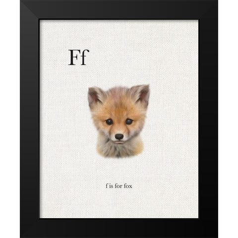 F is for Fox Black Modern Wood Framed Art Print by Straatsma, Leah