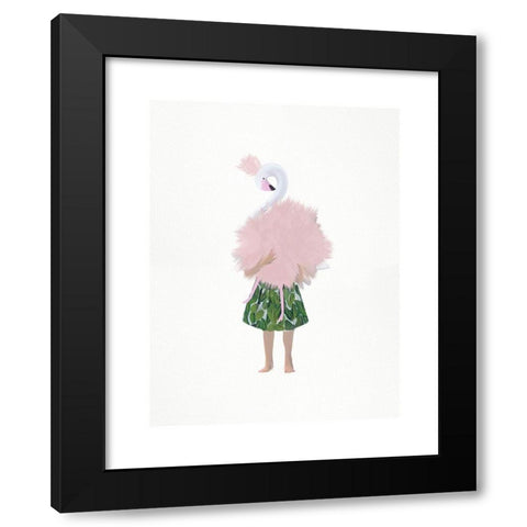 Flamingo Girl Black Modern Wood Framed Art Print by Straatsma, Leah