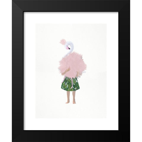 Flamingo Girl Black Modern Wood Framed Art Print by Straatsma, Leah