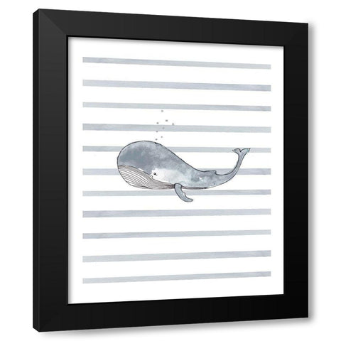 Whale Left Stripes 1 Black Modern Wood Framed Art Print by Straatsma, Leah