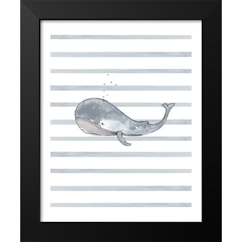 Whale Left Stripes 1 Black Modern Wood Framed Art Print by Straatsma, Leah