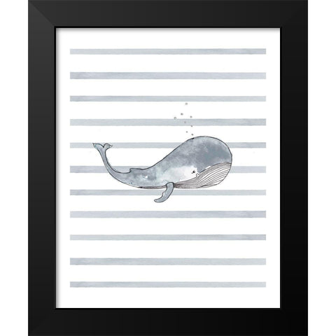 Whale Right Stripes 1 Black Modern Wood Framed Art Print by Straatsma, Leah