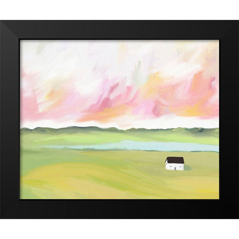 Farm House by The Lake Black Modern Wood Framed Art Print by Straatsma, Leah