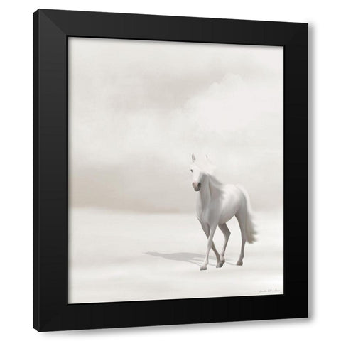 Horse on Beach Black Modern Wood Framed Art Print with Double Matting by Straatsma, Leah