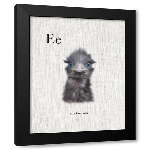 E is for Emu Black Modern Wood Framed Art Print by Straatsma, Leah