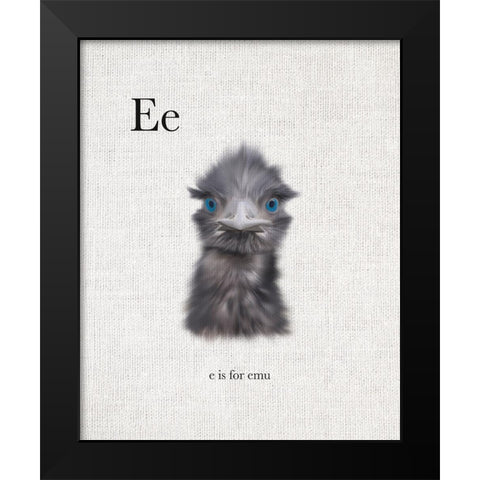 E is for Emu Black Modern Wood Framed Art Print by Straatsma, Leah