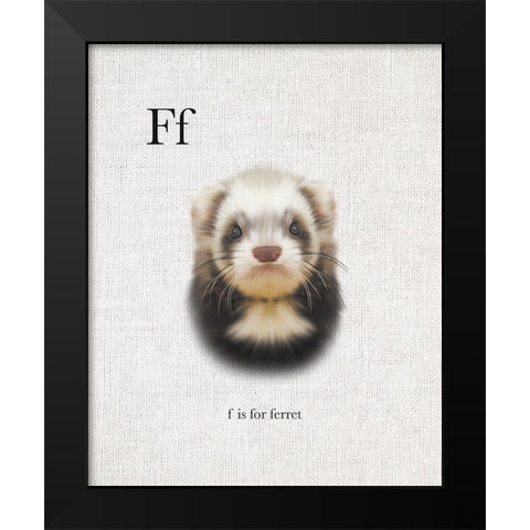 F is for Ferret Black Modern Wood Framed Art Print by Straatsma, Leah