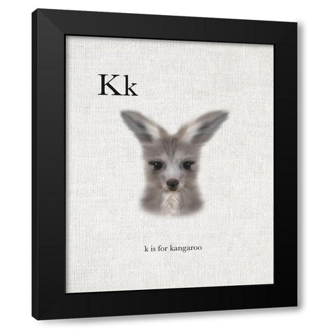 K is for Kangaroo Black Modern Wood Framed Art Print by Straatsma, Leah