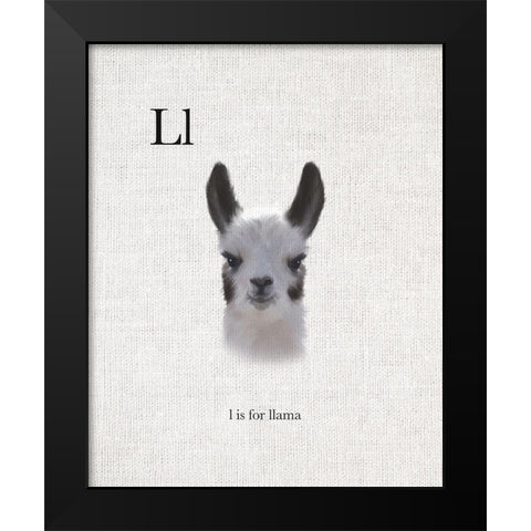 L is for Llama Black Modern Wood Framed Art Print by Straatsma, Leah