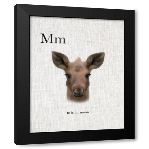 M is for Moose Black Modern Wood Framed Art Print by Straatsma, Leah