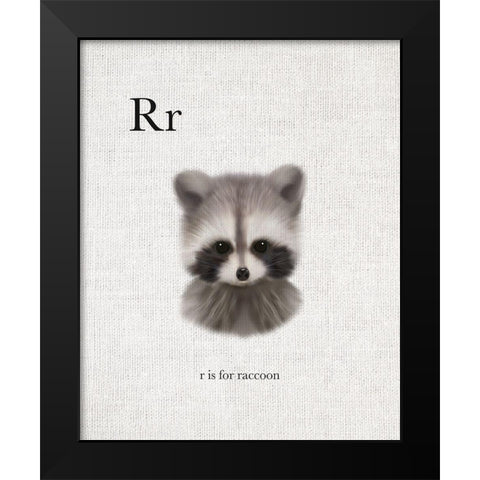 R is for Raccoon Black Modern Wood Framed Art Print by Straatsma, Leah
