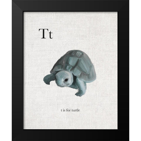 T is for Turtle Black Modern Wood Framed Art Print by Straatsma, Leah