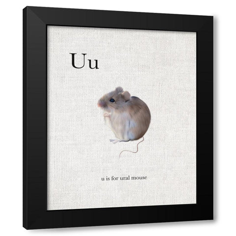 U is for Ural Mouse Black Modern Wood Framed Art Print by Straatsma, Leah